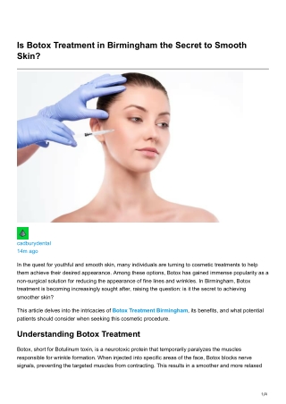 Is Botox Treatment in Birmingham the Secret to Smooth Skin