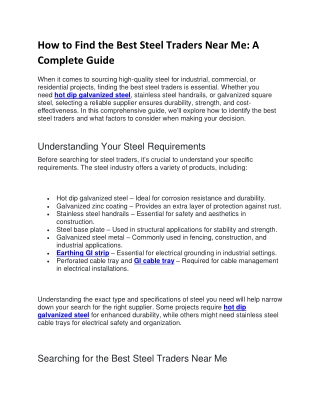 How to Find the Best Steel Traders Near Me