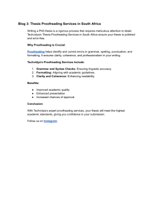 Thesis Proofreading Services in South Africa