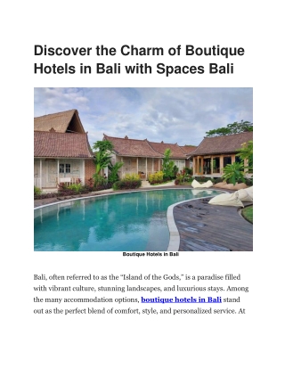 discover the charm of boutique hotels in bali