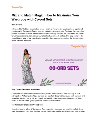 Mix and Match Magic_ How to Maximize Your Wardrobe with Co-ord Sets