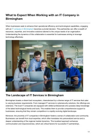 What to Expect When Working with an IT Company in Birmingham