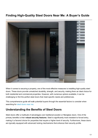 Finding High-Quality Steel Doors Near Me A Buyer’s Guide