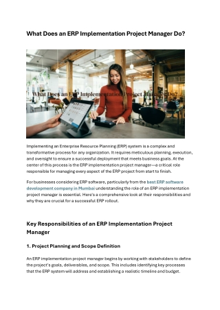 what does an erp implementation project manager do