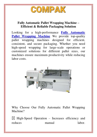 Fully Automatic Pallet Wrapping Machine  Efficient & Reliable Packaging Solution (1)