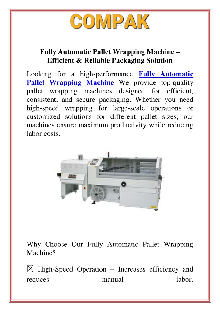 fully automatic pallet wrapping machine efficient