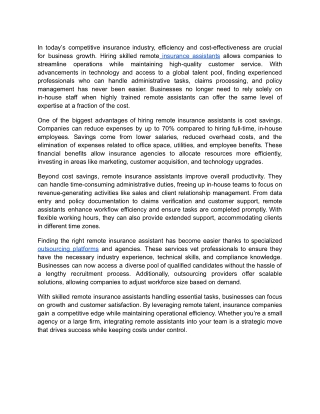 in today s competitive insurance industry