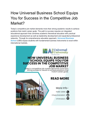 How Universal Business School Equips You for Success in the Competitive Job Market