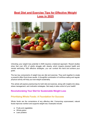 Best Diet and Exercise Tips for Effective Weight Loss in 2025