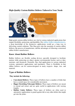 High Quality Custom Rubber Bellows Tailored to Your Needs