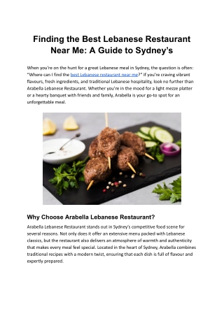 Finding the Best Lebanese Restaurant Near Me_ A Guide to Sydney’s