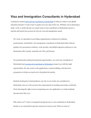 Immigration Consultants in Hyderabad