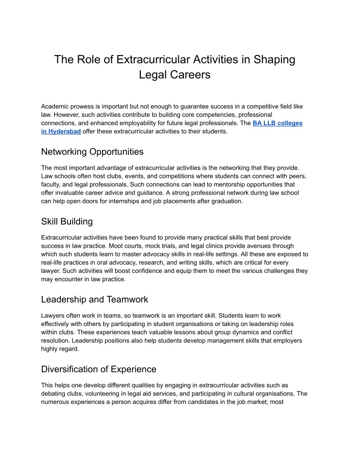 the role of extracurricular activities in shaping