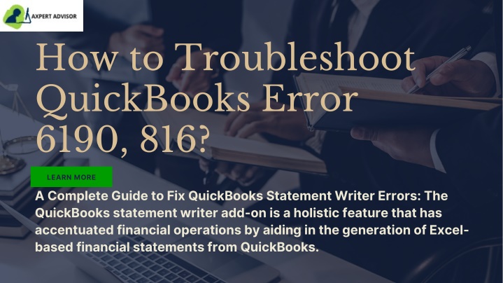 how to troubleshoot quickbooks error 6190 816