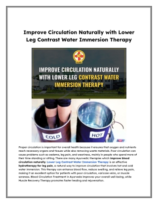 Improve Circulation Naturally with Lower Leg Contrast Water Immersion Therapy