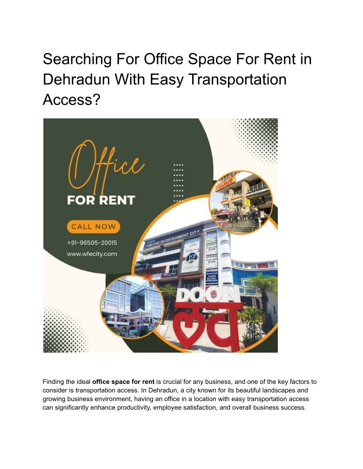 searching for office space for rent in dehradun