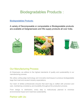 Biodegradables Products _