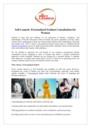 Book Fashion Consultation Now - Soft Launch Styling Services