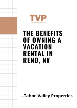 The Benefits of Owning a Vacation Rental in Reno, NV