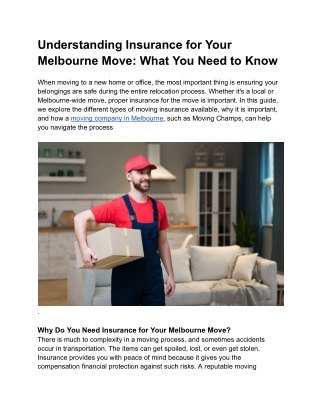 understanding insurance for your melbourne move
