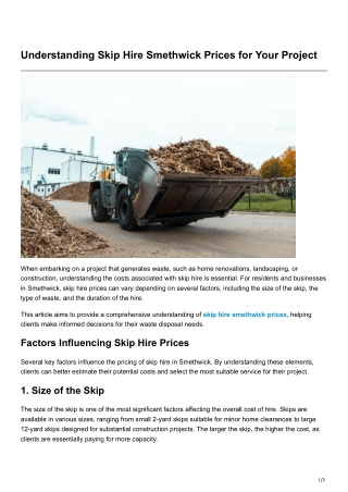 understanding skip hire smethwick prices for your