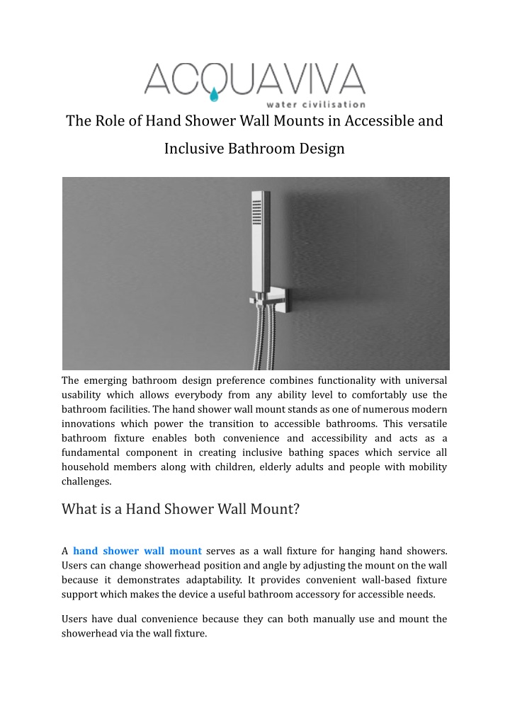 the role of hand shower wall mounts in accessible