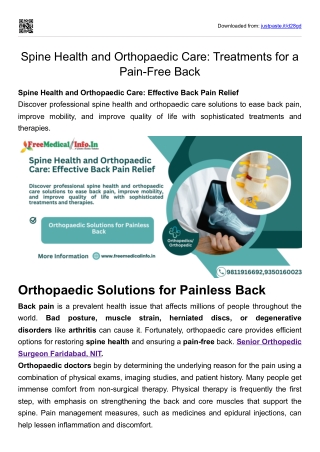 Spine Health and Orthopaedic Care Treatments for a Pain-Free Back