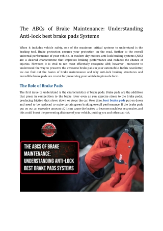 The ABCs of Brake Maintenance_ Understanding Anti-lock best brake pads Systems
