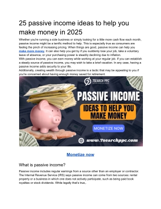 25 passive income ideas to help you make money in 2025