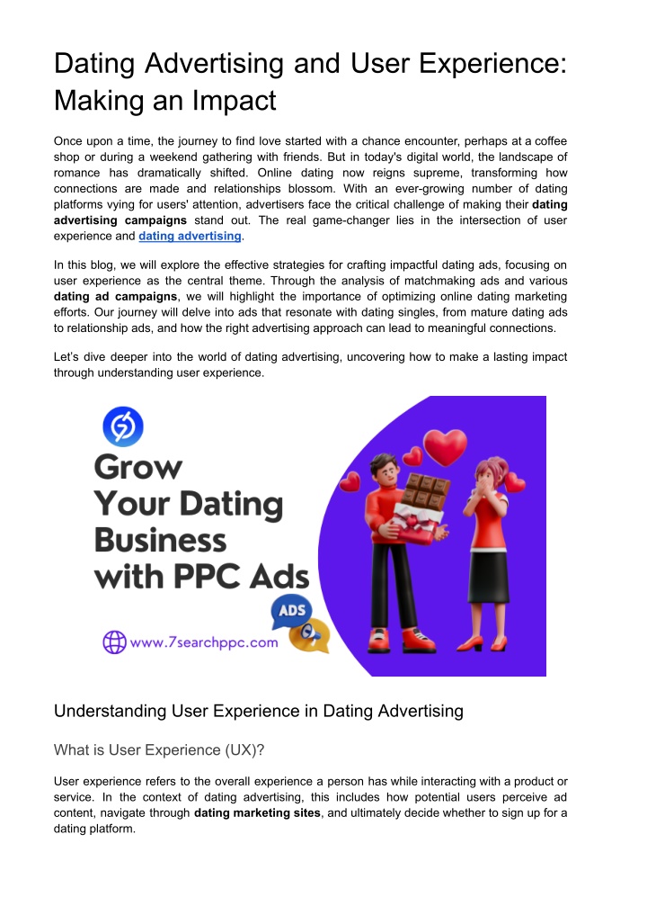 dating advertising and user experience making