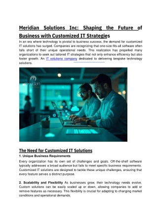 meridian solutions inc shaping the future