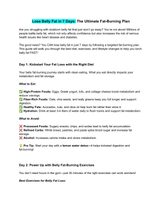 Lose Belly Fat in 7 Days: The ultimate guide to loss fat