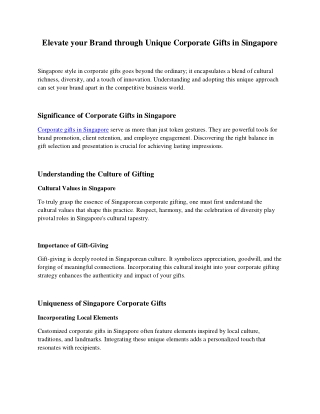 Elevate your Brand through Unique Corporate Gifts in Singapore