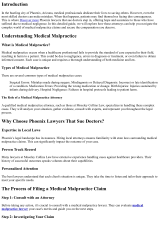 Phoenix Lawyers That Sue Doctors: How They Can Help You Win Your Case