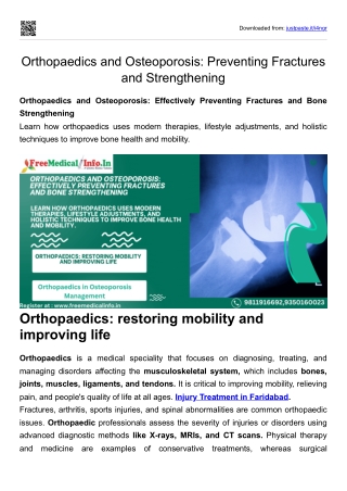 Orthopaedics and Osteoporosis Preventing Fractures and Strengthening