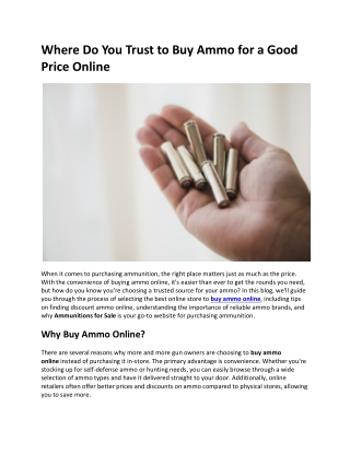 Where Do You Trust to Buy Ammo for a Good Price Online