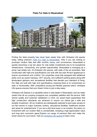 Flats For Sale In Nizamabad | Omkaara Life spaces