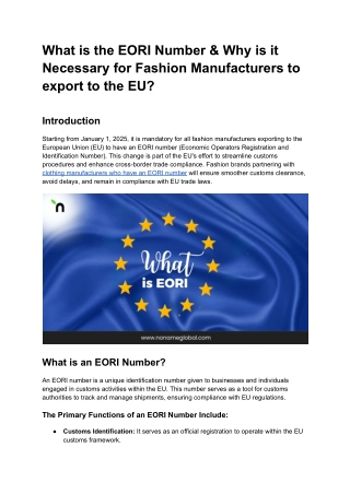 What is the EORI Number & Why is it Necessary for Fashion Manufacturers to export to the EU