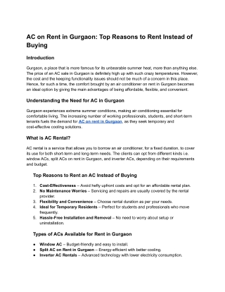 AC on Rent in Gurgaon_ Top Reasons to Rent Instead of Buying(for AS)