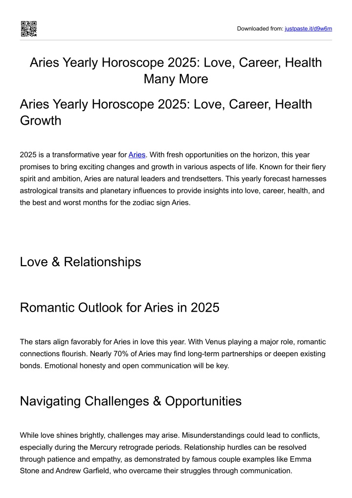 PPT Aries Yearly Horoscope 2025 Love, Career, Health Many More