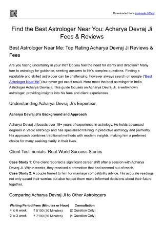 Find the Best Astrologer Near You- Acharya Devraj Ji Fees & Reviews