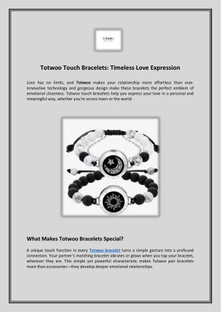 Totwoo Touch Bracelets Timeless Love Expression