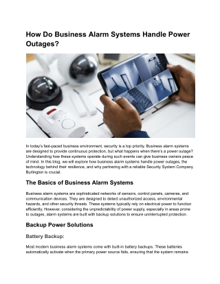 How Do Business Alarm Systems Handle Power Outages