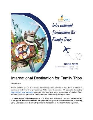 Unforgettable International Destination for Family Trips – Book Now!