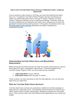 How to Use YouTube Watch Hours Services to Monetize Faster A Step-by-Step Guide