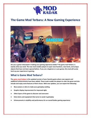 the game mod terbaru a new gaming experience