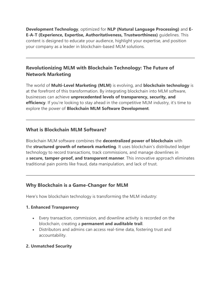 development technology optimized for nlp natural