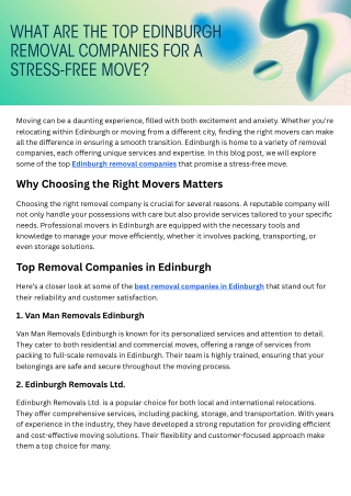 What Are the Top Edinburgh Removal Companies for a Stress-Free Move