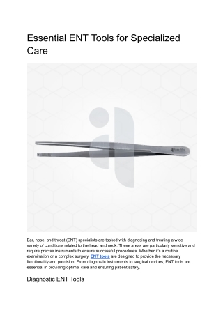 Essential ENT Tools for Specialized Care