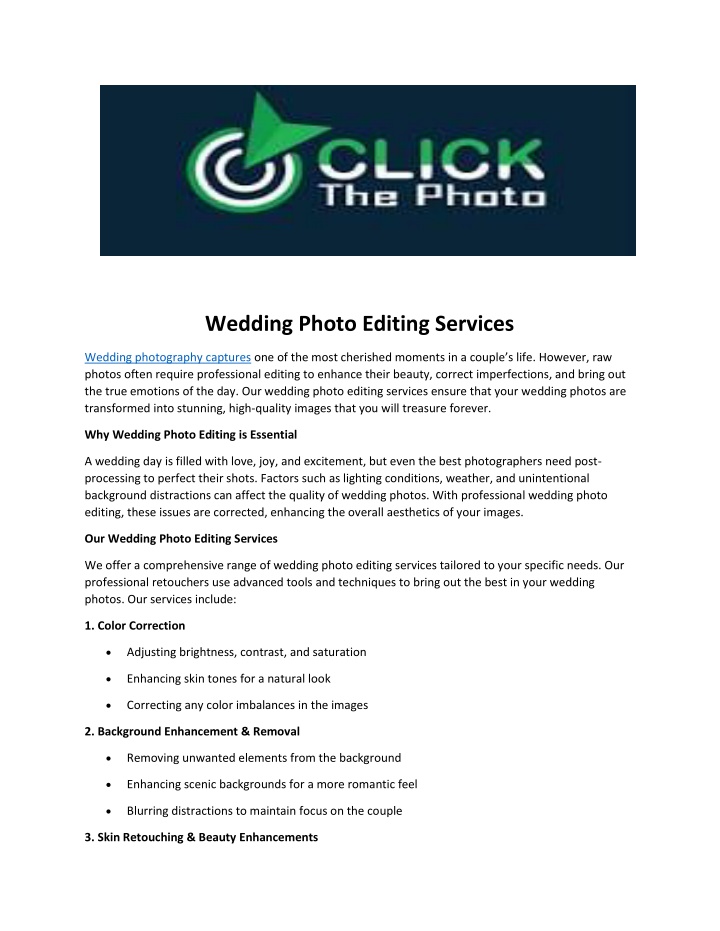 wedding photo editing services